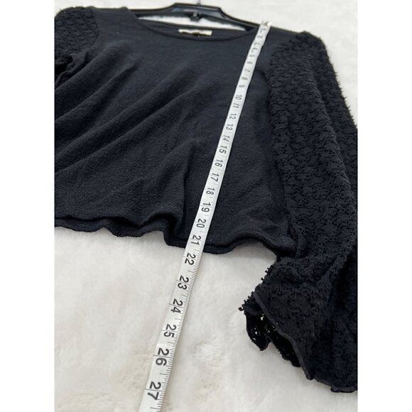 NWT Madewell Size X-Small Texture & Thread Eyelet Mix Ruffle Sleeve Top - Black - Picture 5 of 8
